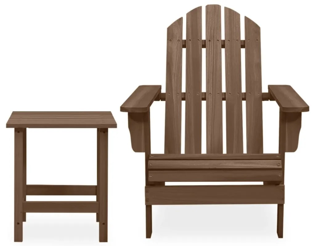 Cadeira de jardim Adirondack com mesa madeira de abeto castanho
