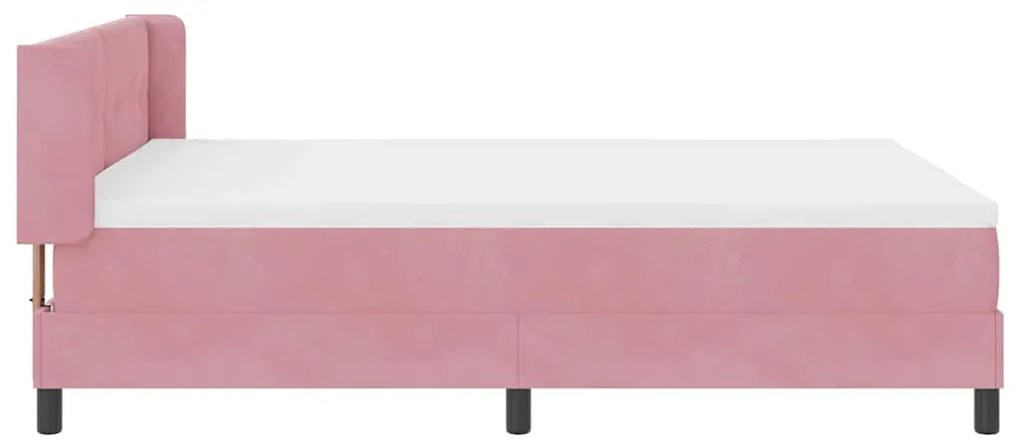 Cama Box com Colchão Rosa 160x200 cm Veludo