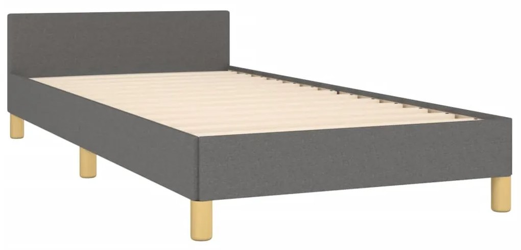 Estrutura de cama sem colchão 90x190 cm tecido cinzento-escuro