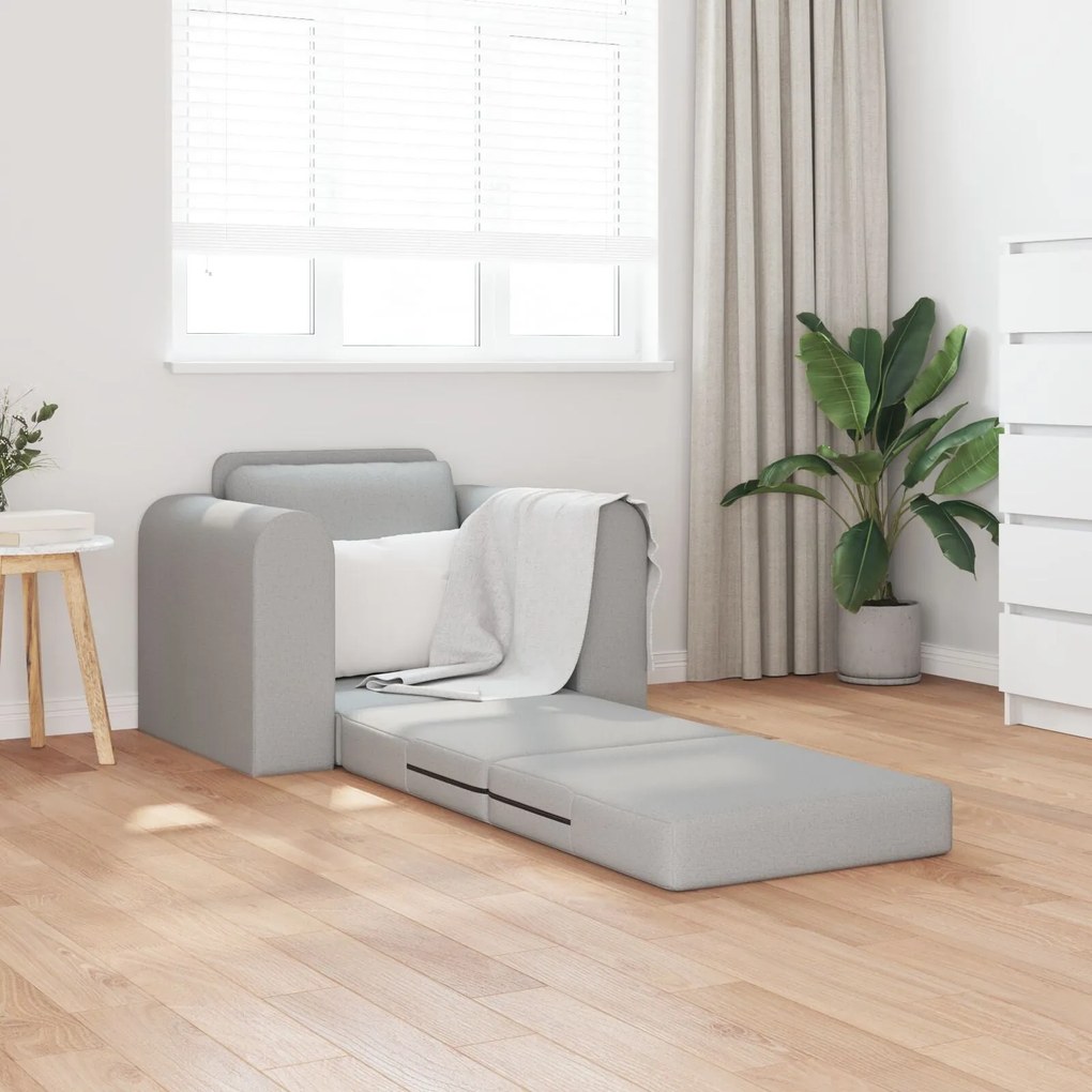 Sofá-Cama de Chão 2-em-1 Cinzento Nuvem 98x71x83 cm Tecido