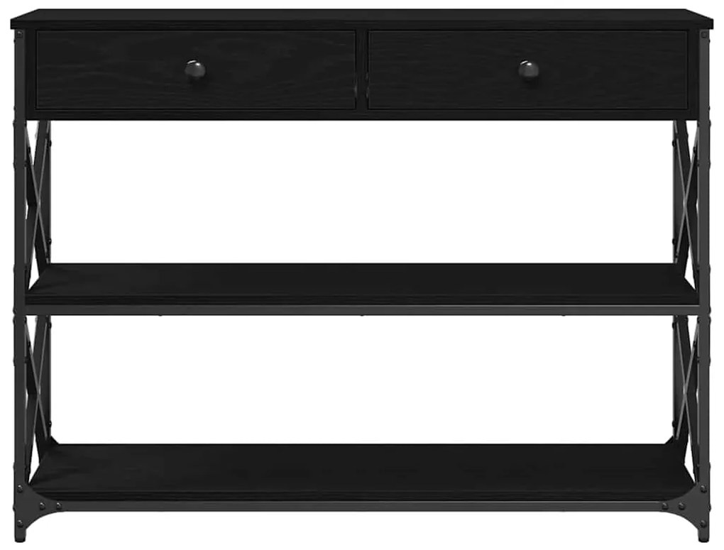 Mesa de Consola vidaXL Preto Carvalho 100x28x75 cm Madeiras Reformadas
