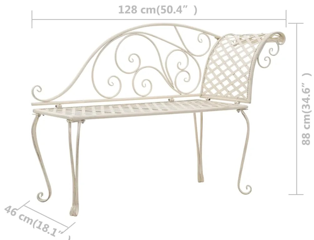 Chaise lounge para jardim 128 cm metal antigo branco