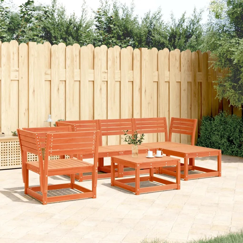5 pcs conjunto lounge de jardim pinho maciço castanho mel