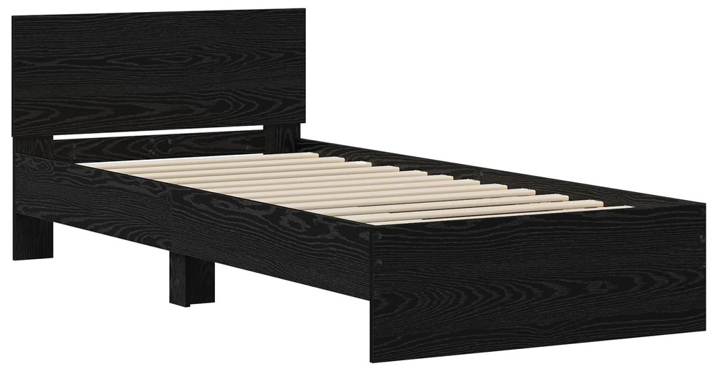 Estrutura de Cama Carvalho Preto 90x190 cm Madeira Engenharia