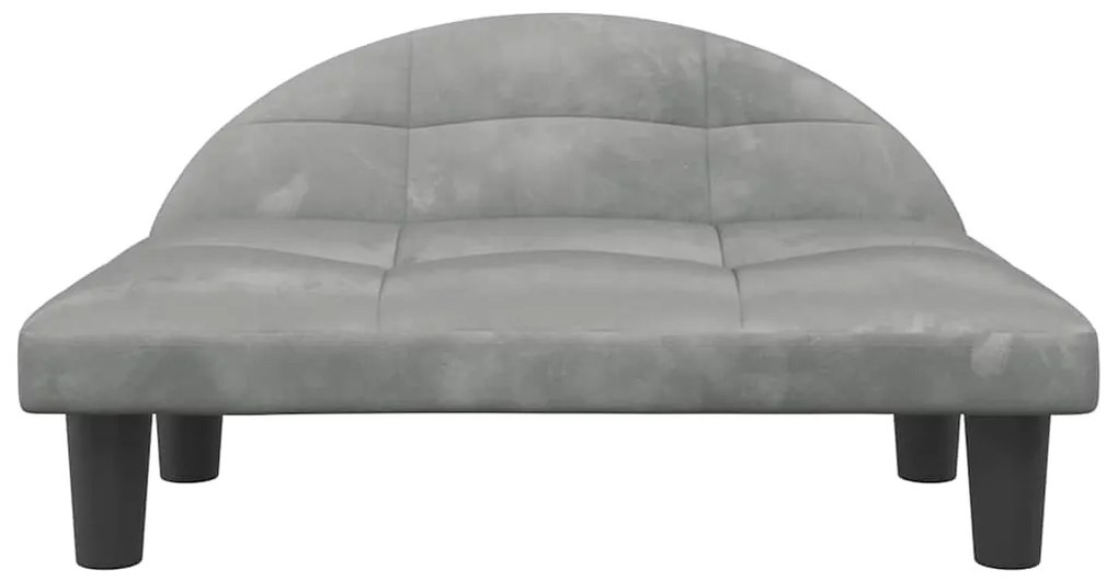 Cama para cães 70x52x30 cm veludo cinzento-claro