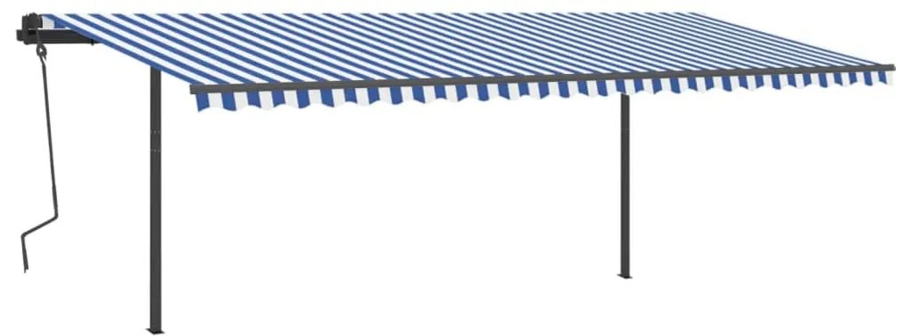 Toldo retrátil manual com LED 6x3,5 m azul e branco