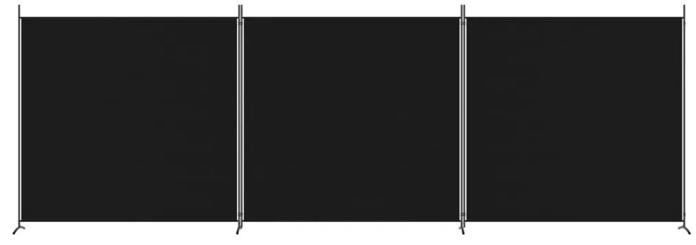 Divisória de quarto com 3 painéis 525 x 180 cm tecido preto