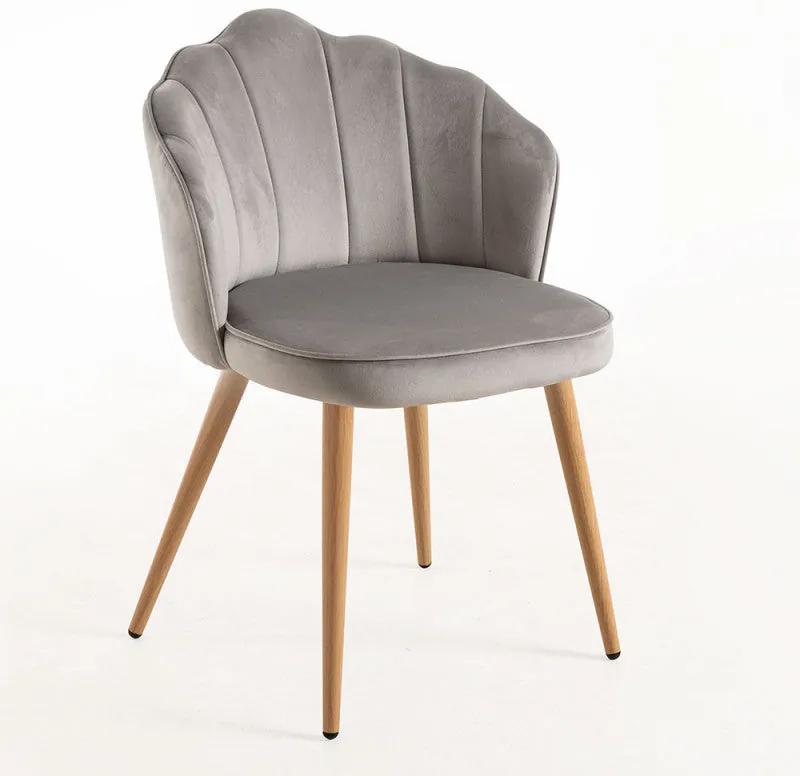 Cadeira de Jantar Menpu em Veludo - Cinzento - Design Nórdico