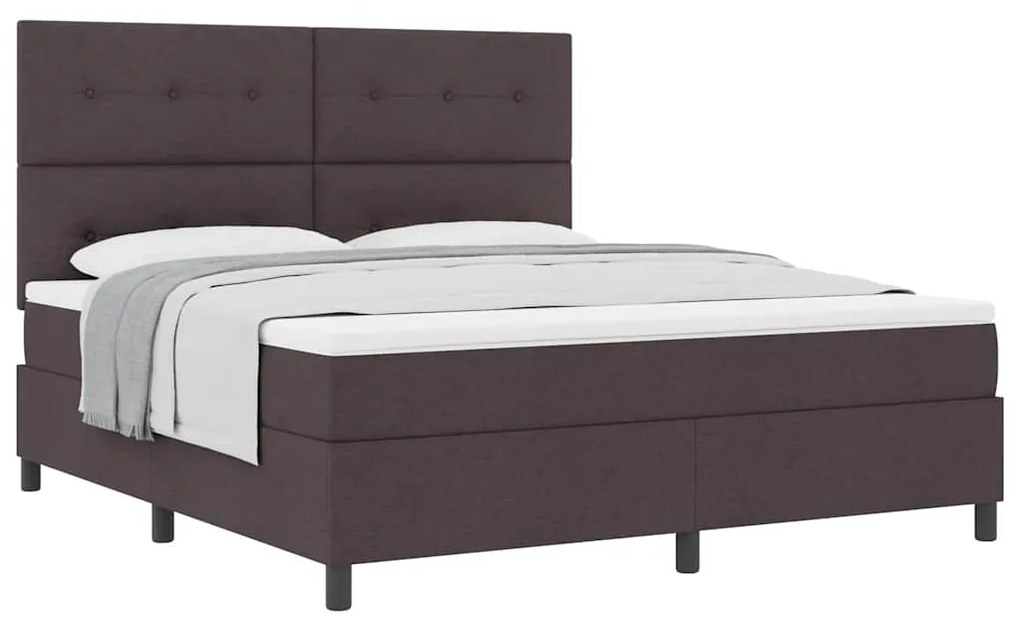 Cama Box Spring com Colchão Castanho Escuro Super King Tecido