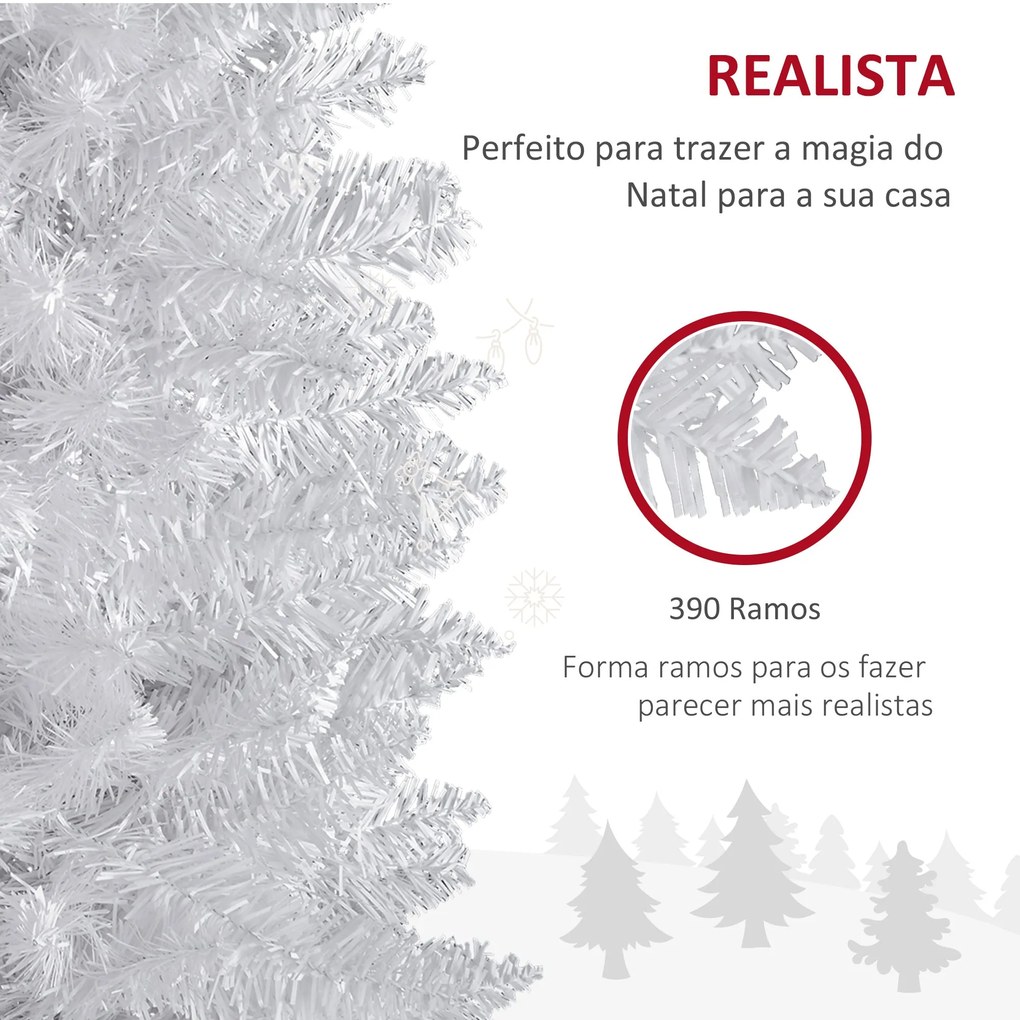 Árvore de Natal Artificial 180cm Ignífugo com 390 Ramos de PVC e Supor