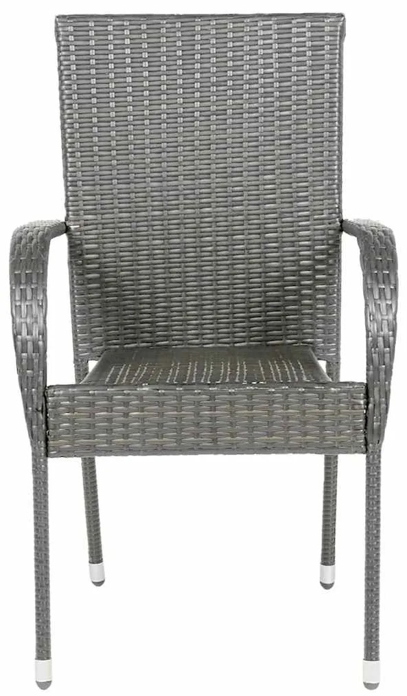 Cadeiras de exterior empilháveis 4 pcs vime PE cinzento