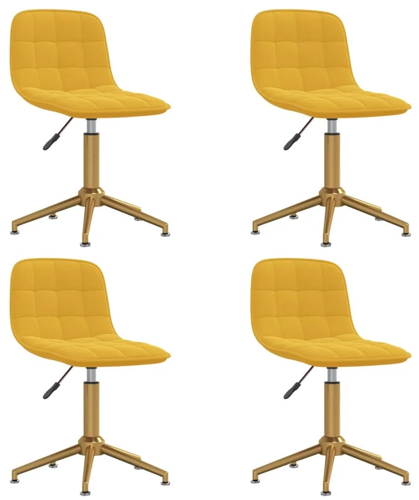 vidaXL Cadeiras de jantar giratórias 4 pcs veludo amarelo mostarda