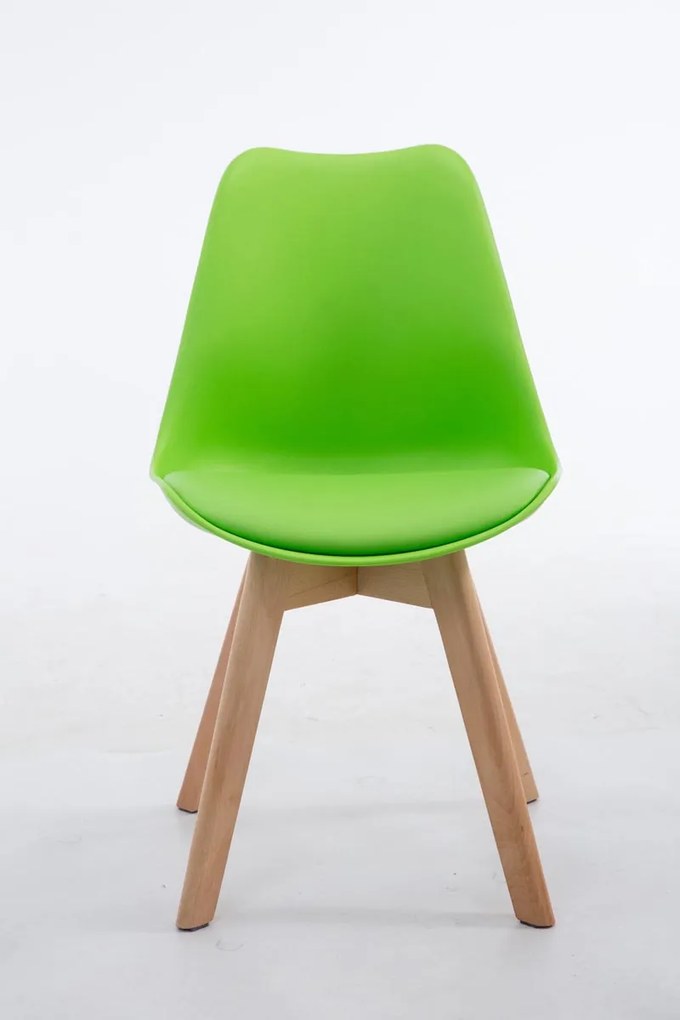 Cadeira de cozinha e sala de jantar Borneo V2 em couro sintético com estrutura em Cor Natural 48 x 84 x 41,5 cm Verde