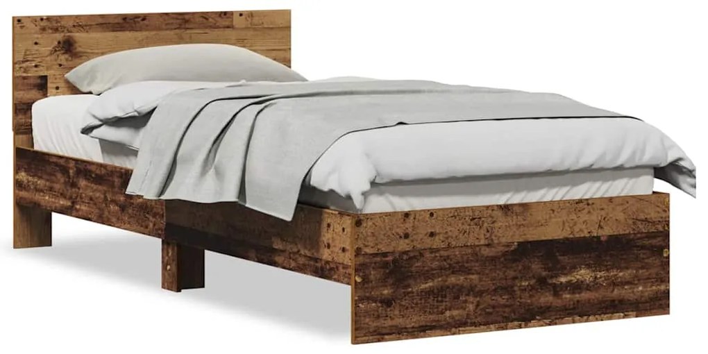 Estrutura de Cama Sem Colchão com Cabeceira Madeira Velha 90x190 cm