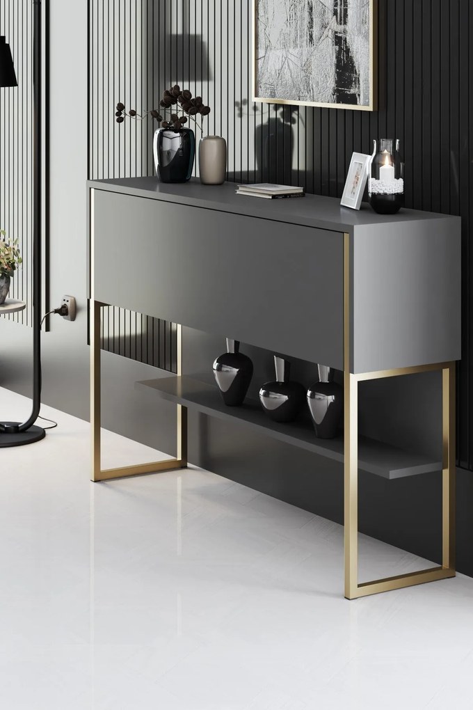 Cômoda Luxe – Dourado e Antracite – 120 x 80 x 30 cm