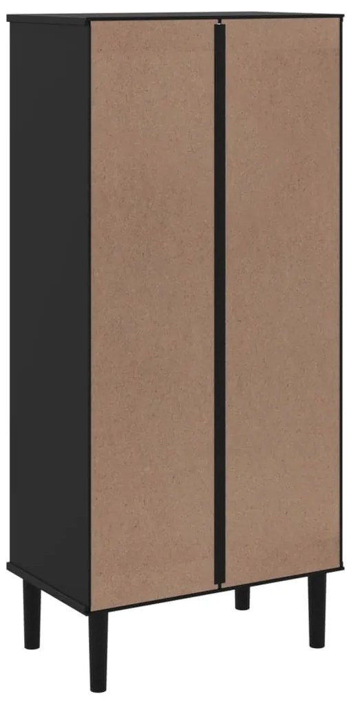 Estante SENJA aspeto de vime 60x35x130 cm pinho maciço preto