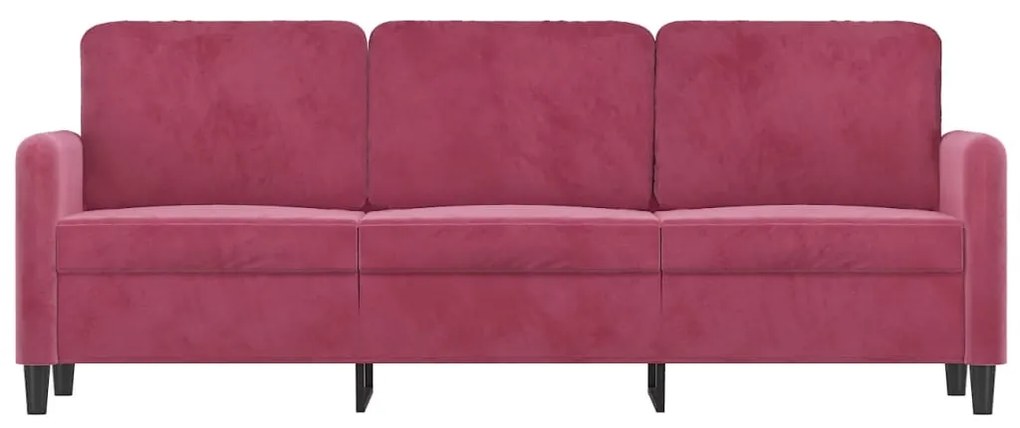 Sofá de 3 lugares veludo 180 cm vermelho tinto