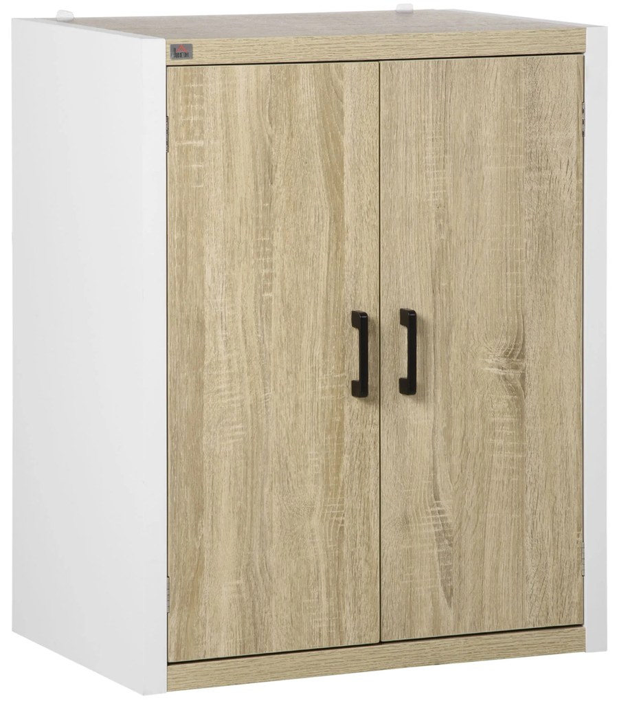 Aparador de Sala de Estar com 2 Portas e Prateleira Ajustável Armário para Escritório Entrada Dormitório Estilo Moderno Anti-Tombo 62x40x77cm Madeira
