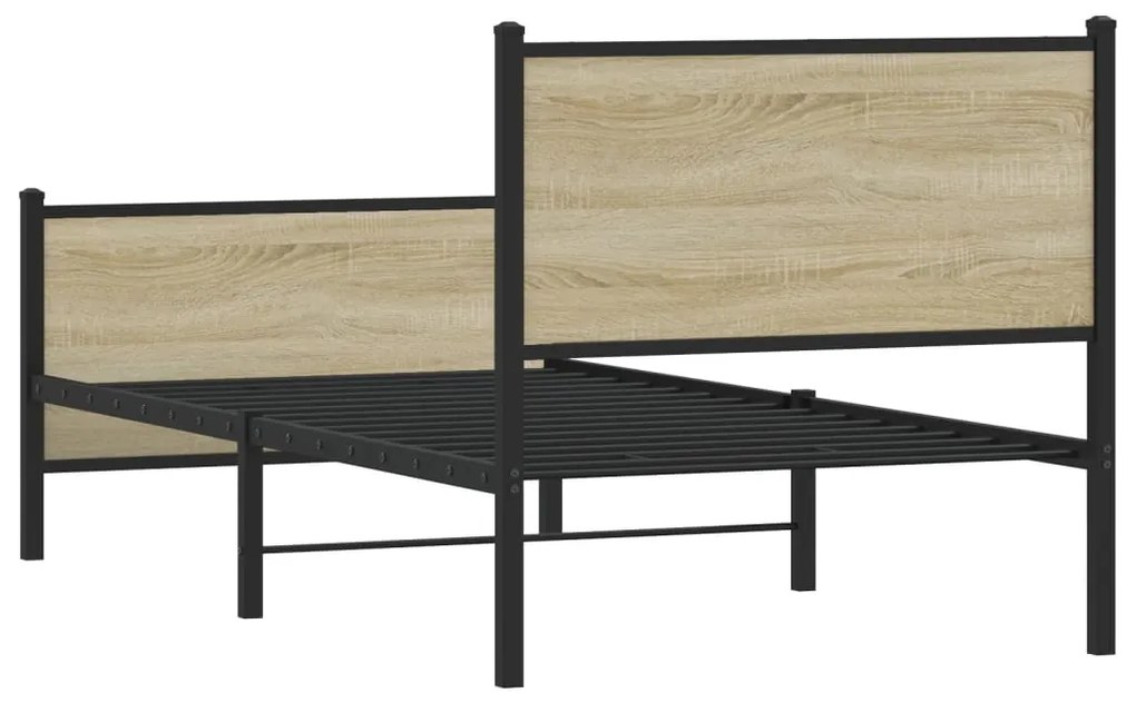 Estrutura de cama sem colchão 90x190 cm metal carvalho sonoma
