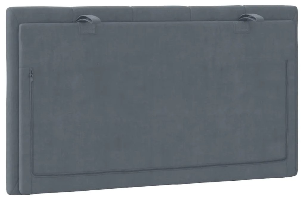 Almofadão de cabeceira 80 cm veludo cinzento-escuro