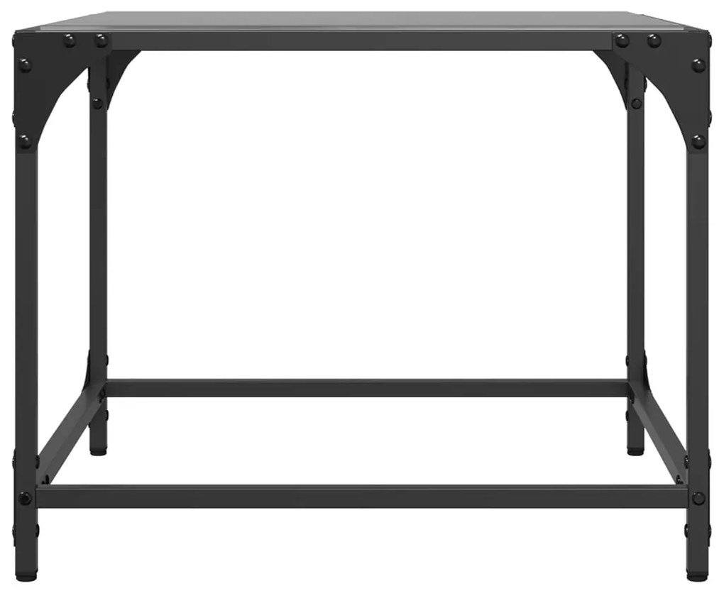 Mesa de centro com topo em vidro preto 50x50x40 cm aço