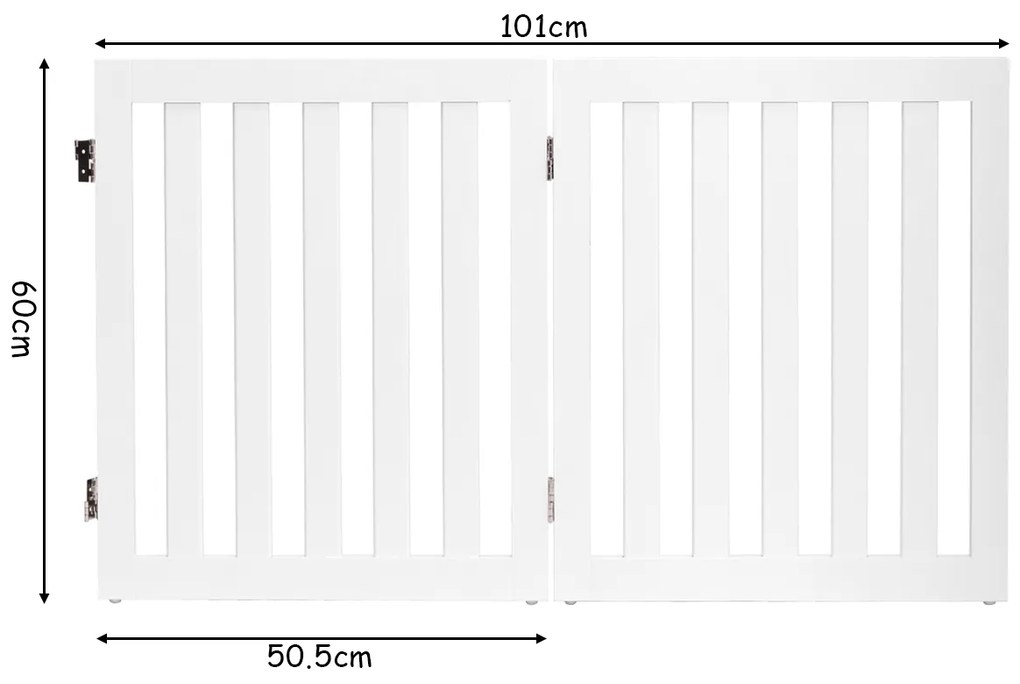 Portão de segurança para cães com 89 cm de altura e 4 painéis, madeira dobrável, branco