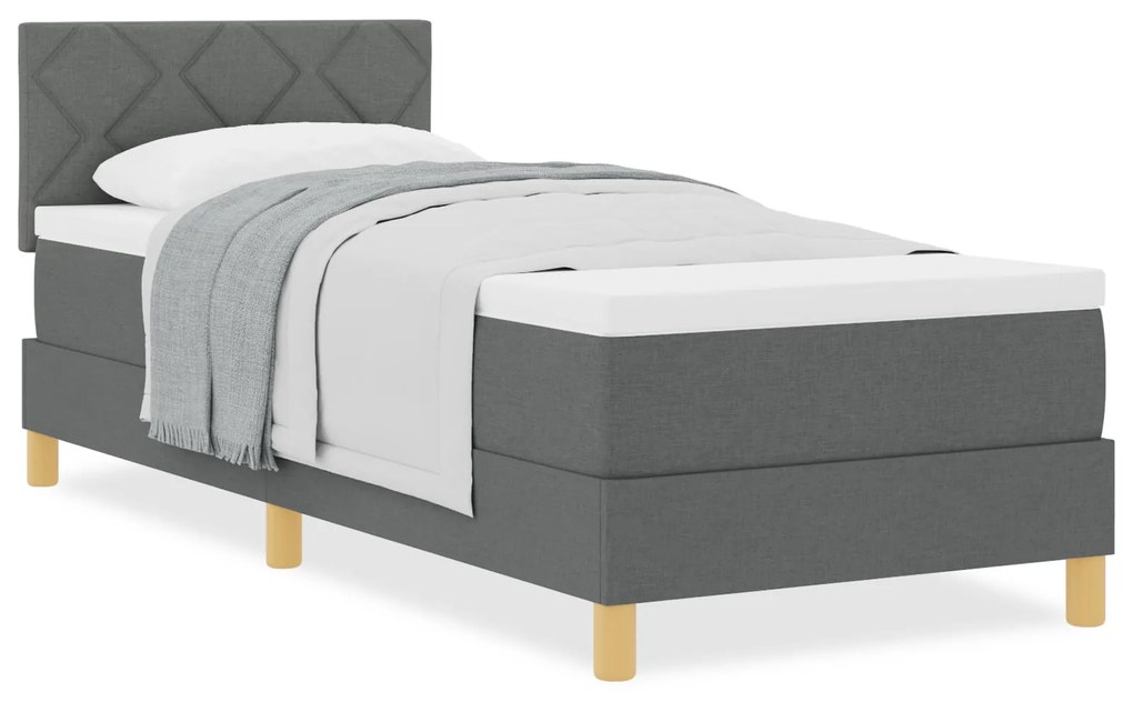 Cama Box Spring com Colchão Cinza Escuro 80x200 cm Tecido