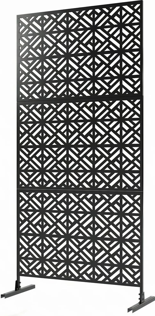 Biombo de Jardim de 3 Painéis, 92 x 40 x 192 cm, Resistente à Ferrugem, Preto