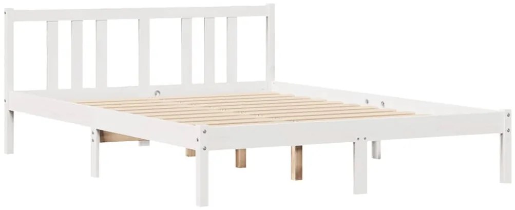 Cama sem colchão 150x200 cm madeira de pinho maciça branco