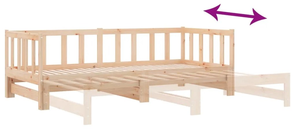 Sofá-cama de puxar 2x(80x200) cm madeira de pinho maciça