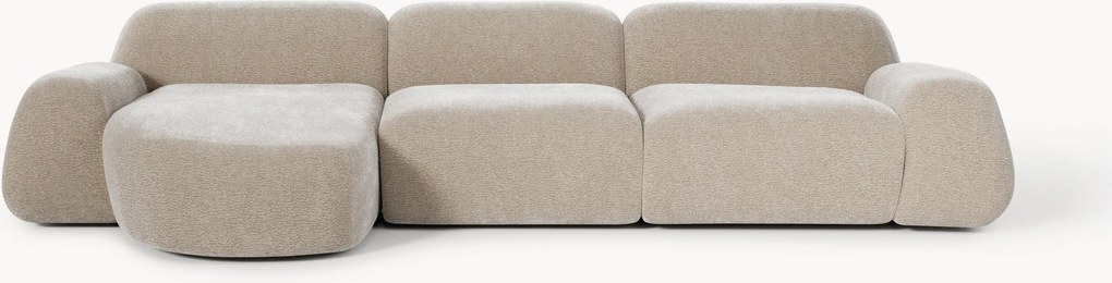 Sofá de canto modular em teddy Wolke (4 lugares)
