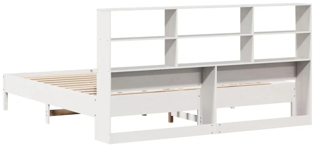 Cama com estante sem colchão 200x200 cm pinho maciço branco