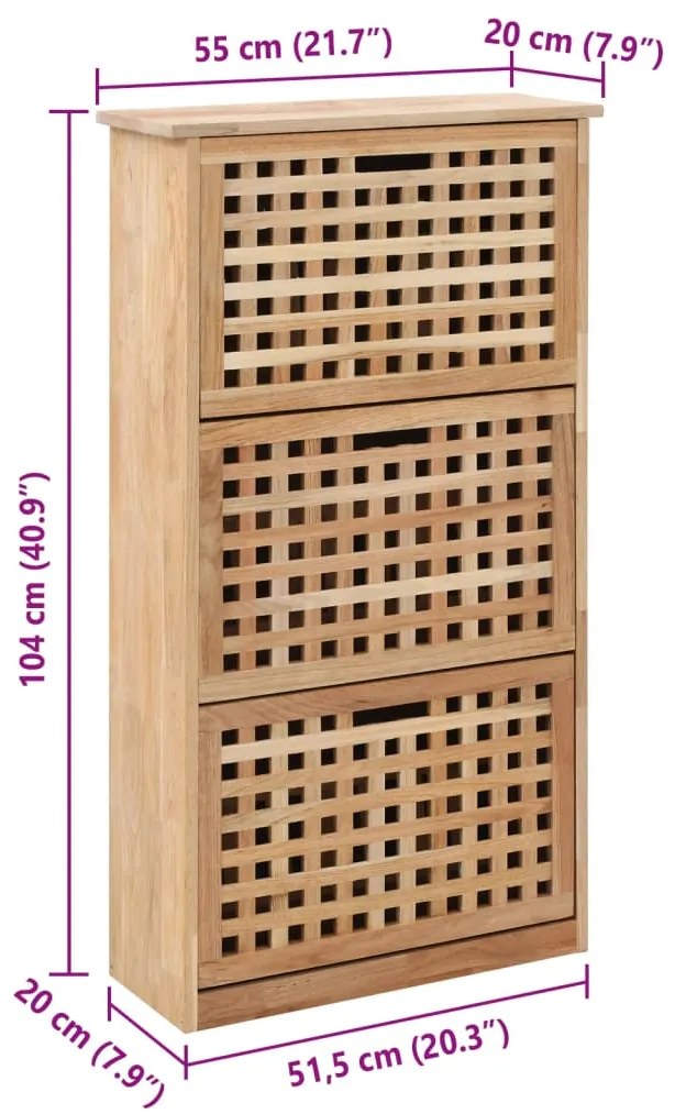 Sapateira 55x20x104 cm madeira de nogueira maciça