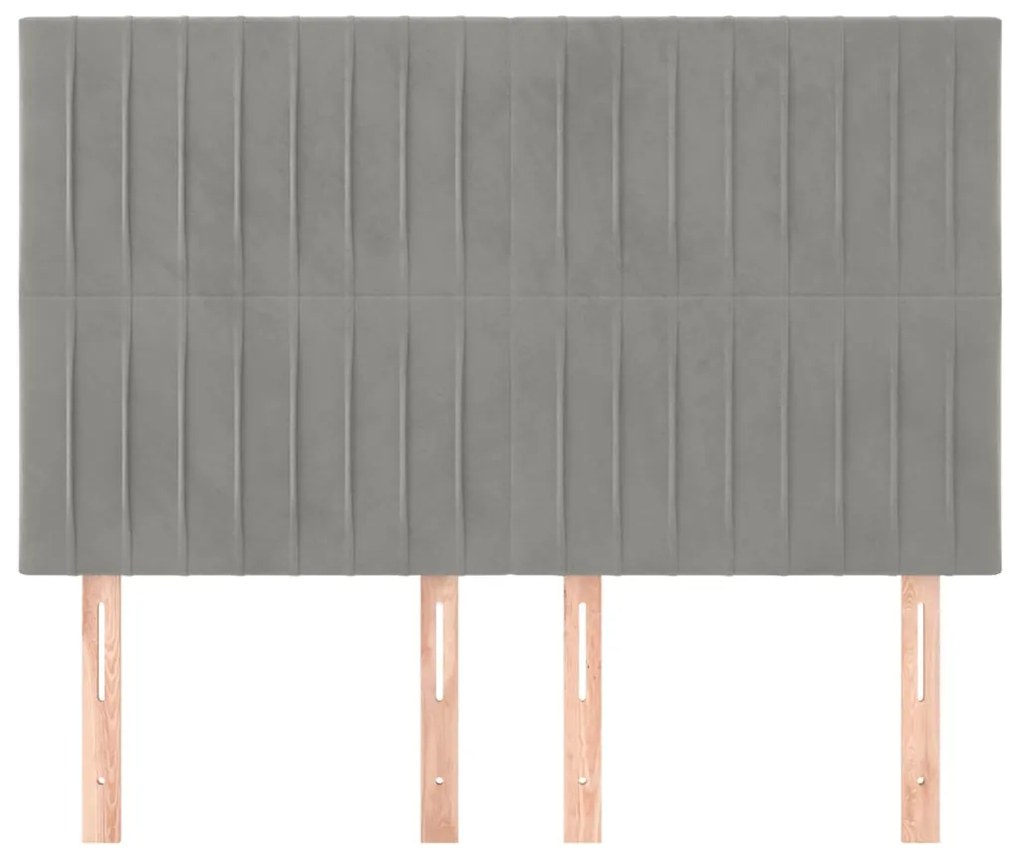 Cabeceira de cama 4 pcs veludo 72x5x78/88 cm cinzento-claro