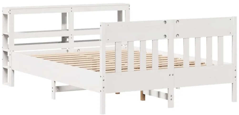 Cama sem colchão 160x200 cm madeira de pinho maciça branco