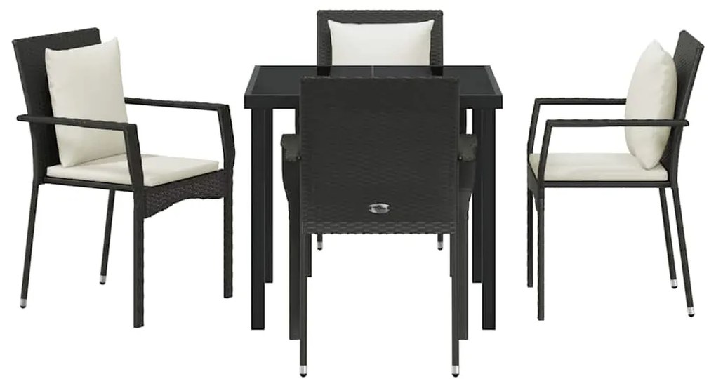 Conjunto de 4 Cadeiras de Jardim 5 pcs Preto 80 x 80 x 73 cm
