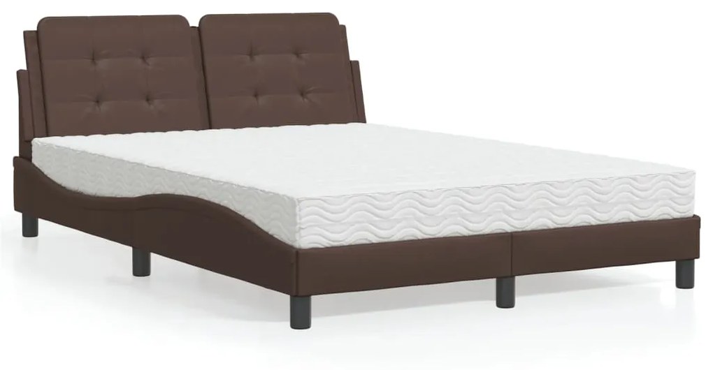 Cama com colchão 120x200 cm couro artificial castanho