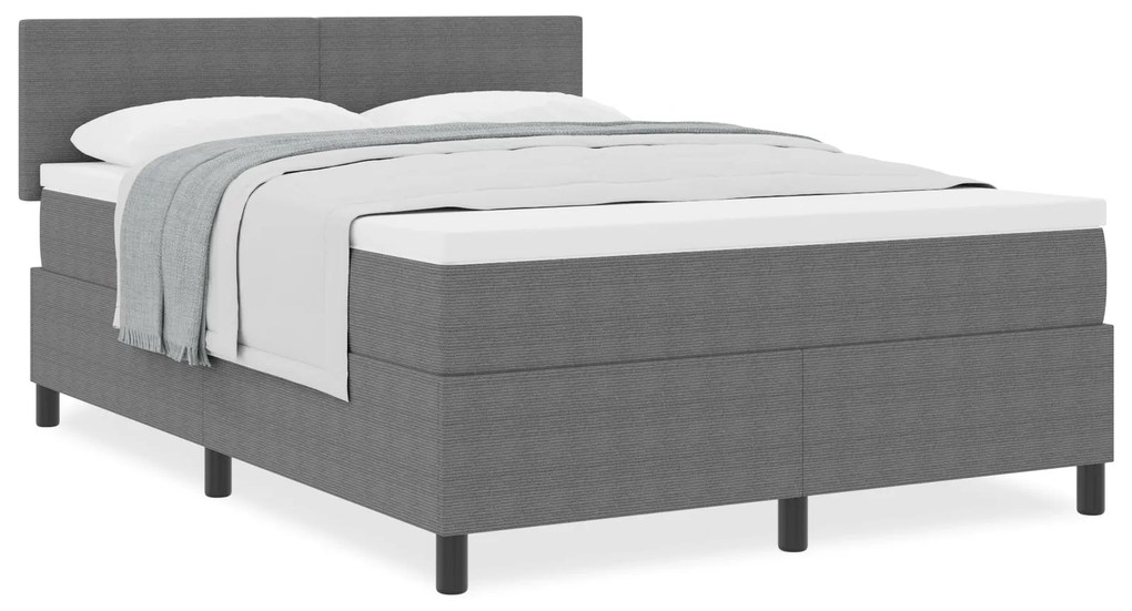 Cama Box Spring com Colchão Cinza 160x200 cm Tecido de Veludo