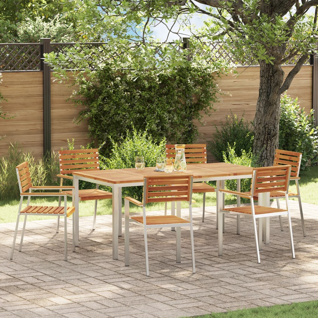 Conjunto de Jantar para Jardim vidaXL 7 Peças Madeira Sólida de Acácia