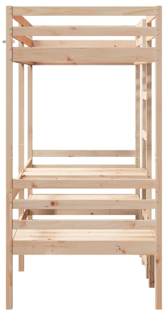 Cama alta com secretária e cadeiras 90x200 cm pinho maciço