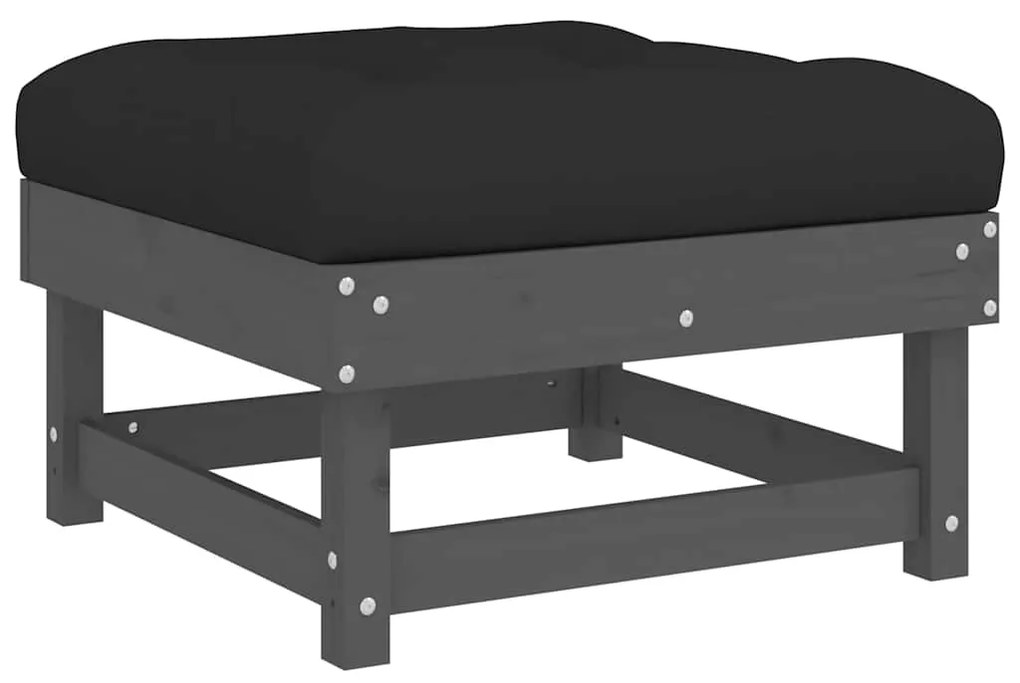 Apoios de pés p/ jardim c/ almofadões 2 pcs pinho maciço cinza