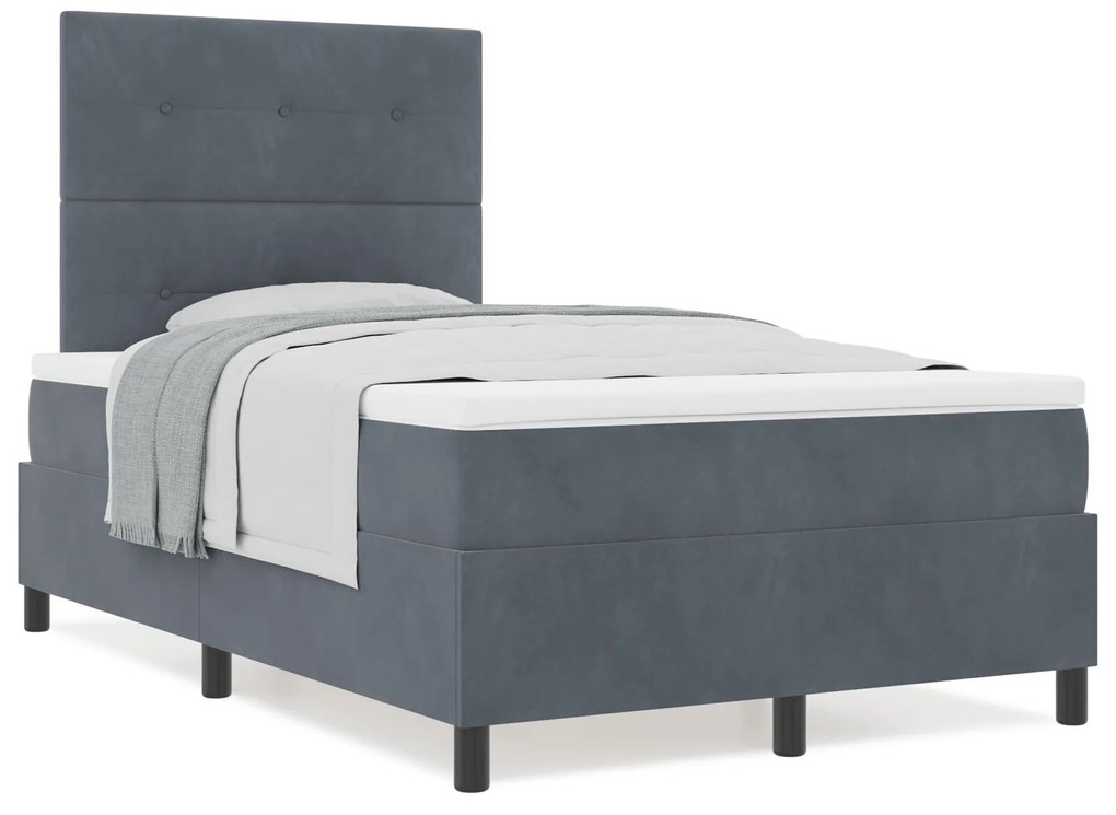 Cama Box com Colchão Cinza Escuro 120x200 cm de Veludo