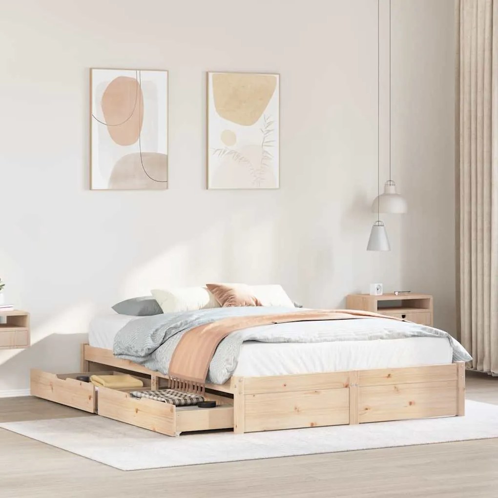 vidaXL Cama sem colchão 140x190 cm madeira de pinho maciça
