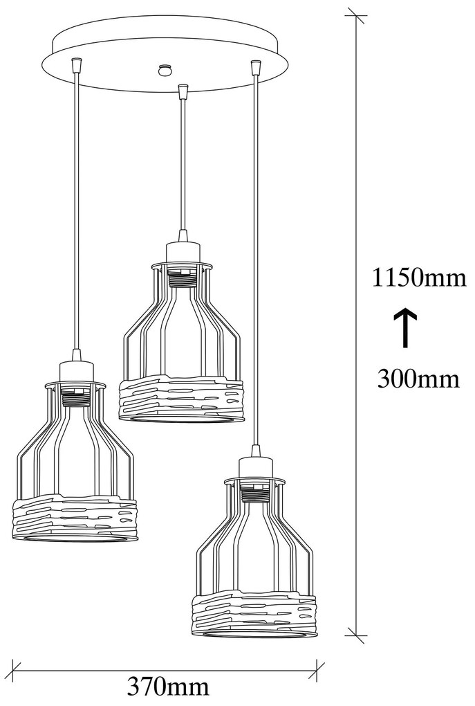 Candeeiro Suspenso Fiko – Preto – 37 cm de Diâmetro, 115 cm de Altura
