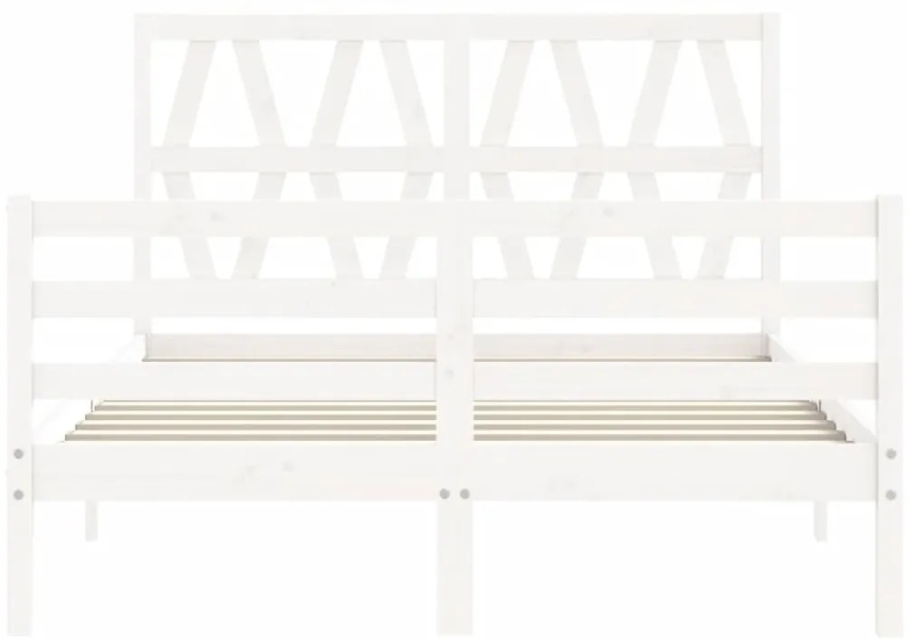 Estrutura de cama com cabeceira 120x200cm madeira maciça branco