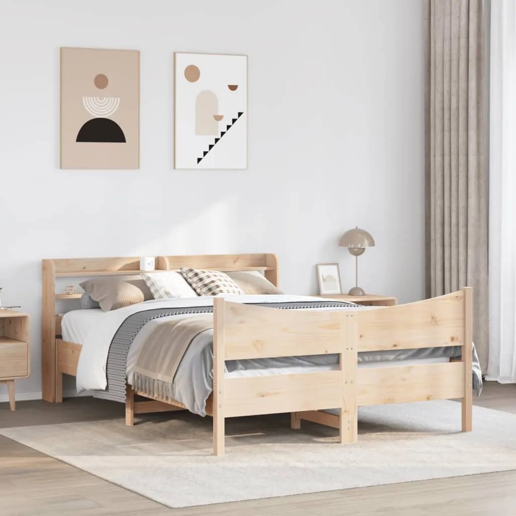 Estrutura cama c/ cabeceira 135x190 cm pinho maciço