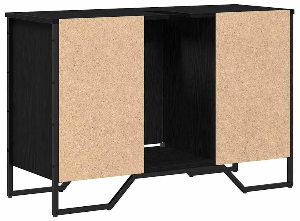 Armário de Pia Carvalho Preto 91x35x60 cm Madeira Engenheirada