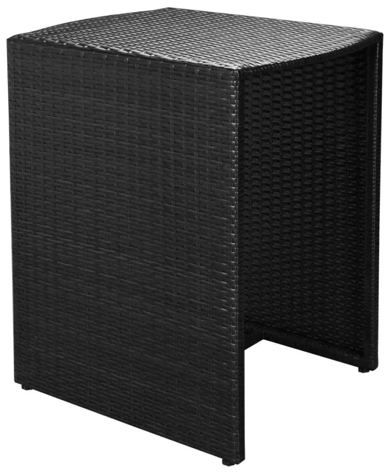 3 pcs conjunto bistrô com almofadas vime PE preto