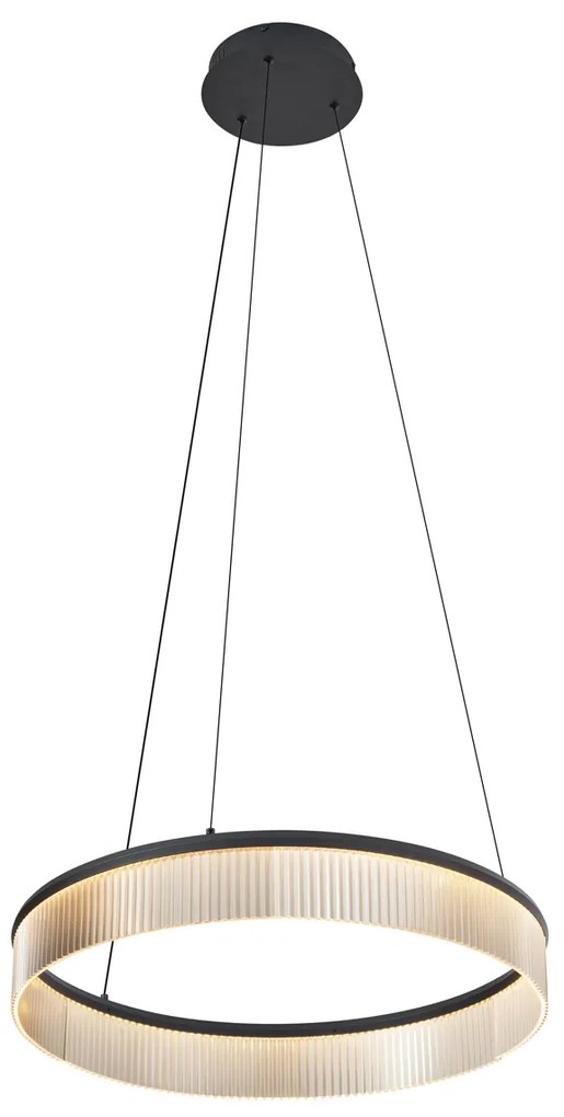 Candeeiro suspenso moderno preto 59cm incl. LED regulável em 3 níveis - Anello Chandelier Moderno