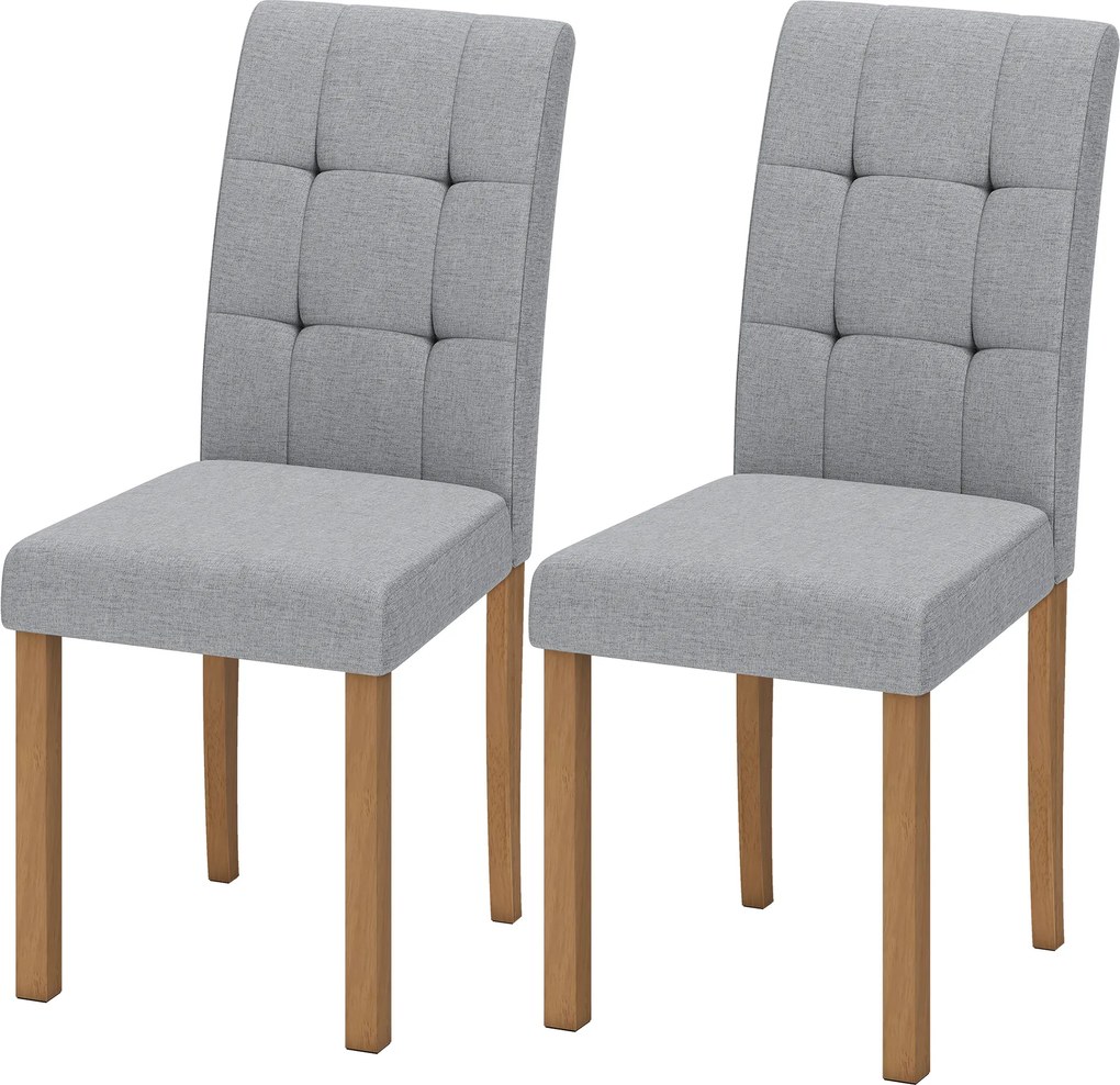 Conjunto de 2 cadeiras de sala de jantar (MESA NÃO INCLUIDA), cadeira de cozinha moderna com assento estofado em tecido com efeito de linho, cinzento